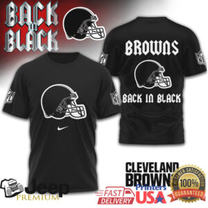 Cleveland Browns Back in Black NFL Helmet Graphic Tee