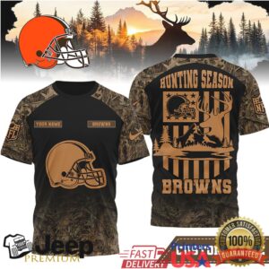 Cleveland Browns Custom Name Hunting Season Camo Deer T Shirt Cleveland Browns Custom Name Hunting Season Camo Deer T Shirt