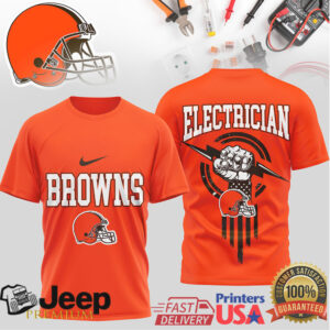 Cleveland Browns Electrician Power Logo NFL Licensed Style T Shirt