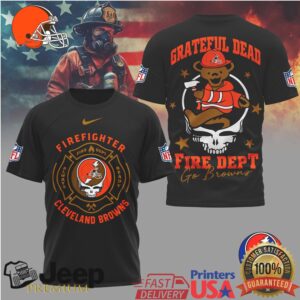 Cleveland Browns Fire Dept Grateful Dead Firefighter Logo T Shirt