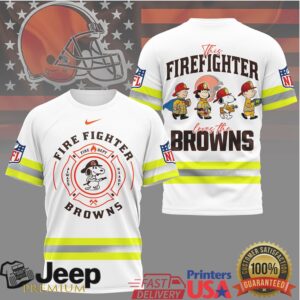 Cleveland Browns Firefighter Snoopy & Friends Thin Red Line T Shirt Cleveland Browns Firefighter Snoopy & Friends Thin Red Line T Shirt