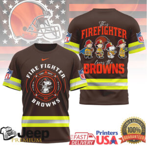 Cleveland Browns Firefighter Snoopy & Friends Thin Red Line T Shirt