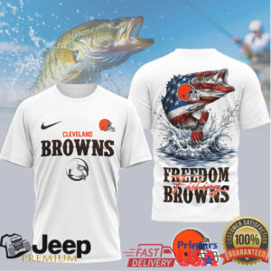 Cleveland Browns Freedom Fishing Shirt American Flag Bass Fishing Fan Apparel