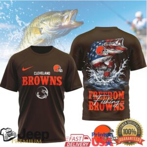 Cleveland Browns Freedom Fishing Shirt American Flag Bass Fishing Fan Apparel