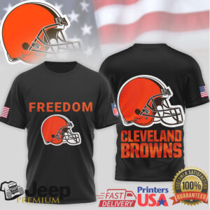 Cleveland Browns Freedom USA Flag Helmet Graphic T Shirt