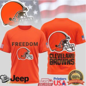 Cleveland Browns Freedom USA Flag Helmet Graphic T Shirt