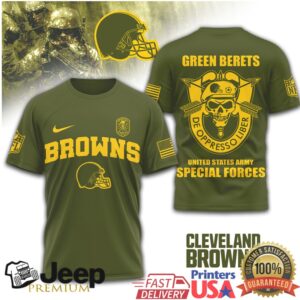 Cleveland Browns Green Berets US Army Special Forces Military Tribute Tee