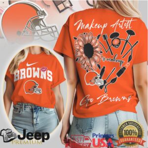 Cleveland Browns Makeup Artist Sunflower Design T ShirtWomen’s Fan Apparel Cleveland Browns Makeup Artist Sunflower Design T ShirtWomen’s Fan Apparel