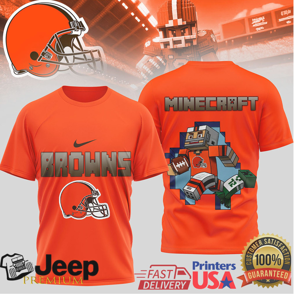 Cleveland Browns Minecraft Style Custom Graphic T Shirt Cleveland Browns Minecraft Style Custom Graphic T Shirt
