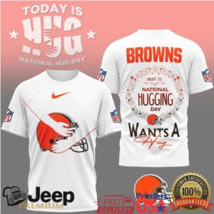 Cleveland Browns National Hugging Day “Wants A Hug” Graphic T Shirt Cleveland Browns National Hugging Day “Wants A Hug” Graphic T Shirt