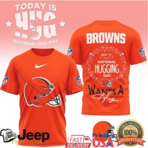 Cleveland Browns National Hugging Day “Wants A Hug” Graphic T Shirt