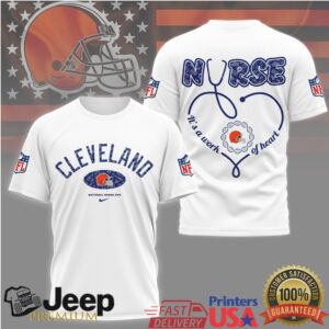 Cleveland Browns Nurse T Shirt Work of Heart Stethoscope NFL Fan Apparel Cleveland Browns Nurse T Shirt Work of Heart Stethoscope NFL Fan Apparel