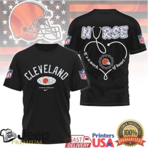 Cleveland Browns Nurse T Shirt Work of Heart Stethoscope NFL Fan Apparel