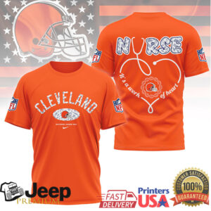 Cleveland Browns Nurse T Shirt Work of Heart Stethoscope NFL Fan Apparel