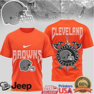Cleveland Browns Viking Helmet & Battle Axe Graphic T Shirt Cleveland Browns Viking Helmet & Battle Axe Graphic T Shirt