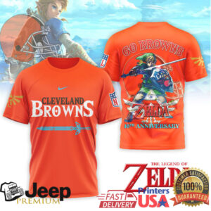 Cleveland Browns x Legend of Zelda 40th Anniversary Link Hero T Shirt