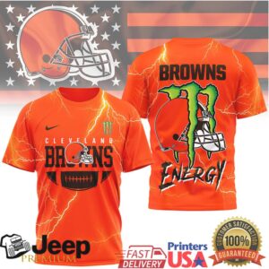 Cleveland Browns x Monster Energy Helmet Design Custom Graphic T Shirt