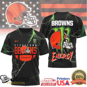 Cleveland Browns x Monster Energy Helmet Design Custom Graphic T Shirt