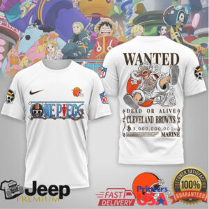 Cleveland Browns x One Piece Luffy Gear 5 Wanted Poster T Shirt