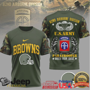 Cleveland Browns x U.S. Army 82nd Airborne Paratrooper Military T Shirt