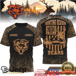Custom Name Chicago Bears Hunting Season Camo 3D All Over Print T Shirt Custom Name Chicago Bears Hunting Season Camo 3D All Over Print T Shirt