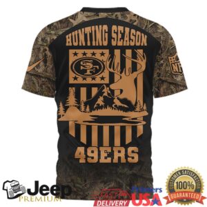 Custom Name San Francisco 49ers Hunting Season Camo 3D T Shirt Custom Name San Francisco 49ers Hunting Season Camo 3D T Shirt