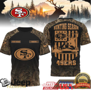 Custom Name San Francisco 49ers Hunting Season Camo 3D T Shirt