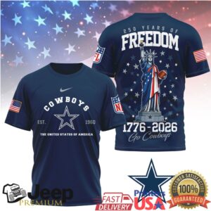 Dallas Cowboys 250 Years of Freedom 1776 2026 Patriotic T Shirt Dallas Cowboys 250 Years of Freedom 1776 2026 Patriotic T Shirt