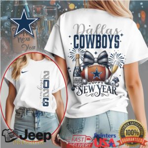 Dallas Cowboys Happy New Year 2026 Champagne & Football Tee