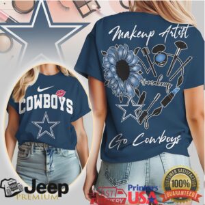 Dallas Cowboys Makeup Artist Sunflower Heart T ShirtGo Cowboys Women’s Tee Dallas Cowboys Makeup Artist Sunflower Heart T ShirtGo Cowboys Women’s Tee