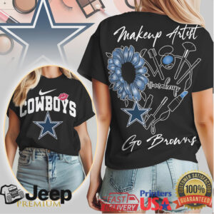 Dallas Cowboys Makeup Artist Sunflower Heart T ShirtGo Cowboys Women's Tee