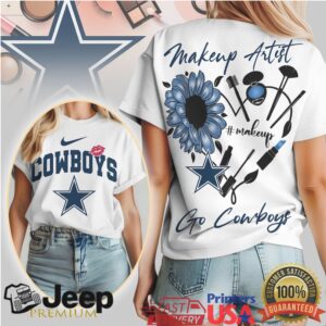 Dallas Cowboys Makeup Artist Sunflower Heart T ShirtGo Cowboys Women's Tee