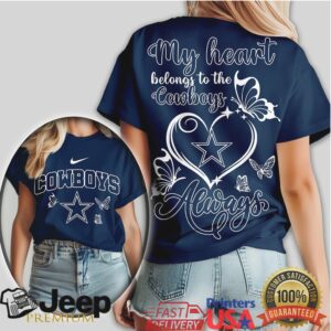 Dallas Cowboys “My Heart Belongs To” Women’s Navy & White Heart Tee Dallas Cowboys “My Heart Belongs To” Women’s Navy & White Heart Tee