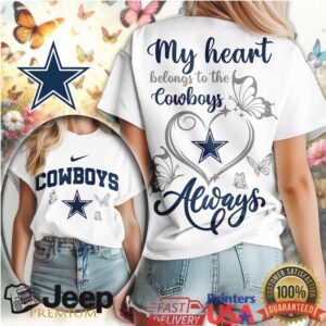 Dallas Cowboys “My Heart Belongs To” Women's Navy & White Heart Tee