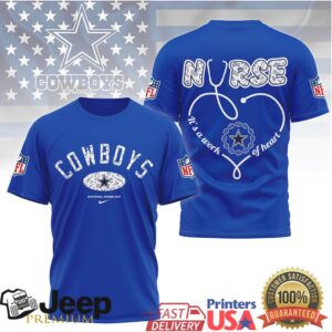 Dallas Cowboys Nurse T Shirt NFL Nurse Work of Heart Apparel