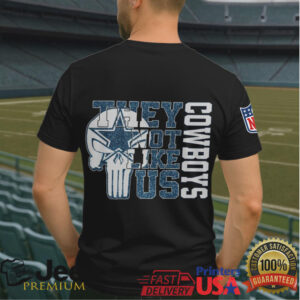 Dallas Cowboys “They Not Like Us” Skull Graphic Double Sided T Shirt