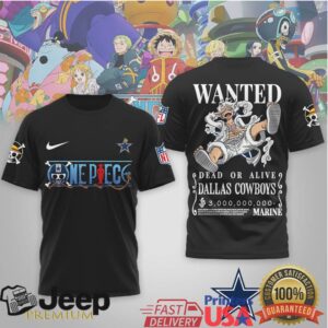 Dallas Cowboys x One Piece Anime Wanted Poster 3D Printed Graphic T Shirt Dallas Cowboys x One Piece Anime Wanted Poster 3D Printed Graphic T Shirt