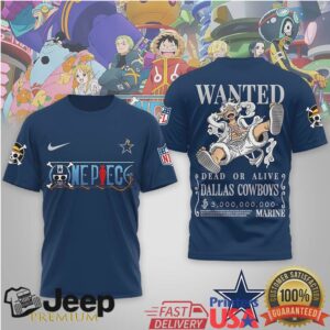 Dallas Cowboys x One Piece Anime Wanted Poster 3D Printed Graphic T Shirt