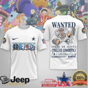 Dallas Cowboys x One Piece Anime Wanted Poster 3D Printed Graphic T Shirt