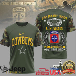 Dallas Cowboys x U.S. Army 82nd Airborne Paratrooper Military T Shirt