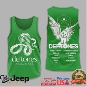 Deftones Private Music Green All Over Print T Shirt, Tank Top & Zip Hoodie