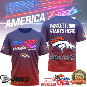 Denver Broncos America Fest 2025 Red White Blue Fan Shirt