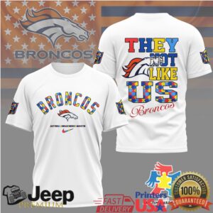 Denver Broncos Autism Awareness “They Not Like Us” T Shirt Denver Broncos Autism Awareness “They Not Like Us” T Shirt