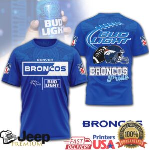 Denver Broncos Bud Light Pride Orange & Blue NFL Beer Theme Shirt Denver Broncos Bud Light Pride Orange & Blue NFL Beer Theme Shirt