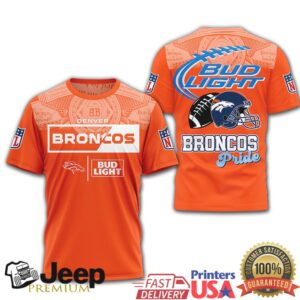Denver Broncos Bud Light Pride Orange & Blue NFL Beer Theme Shirt
