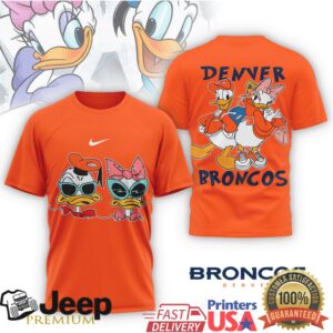 Denver Broncos Donald & Daisy Duck Disney Collaboration Tee Denver Broncos Donald & Daisy Duck Disney Collaboration Tee
