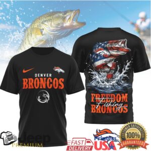 Denver Broncos Freedom Fishing Bass American Flag T Shirt