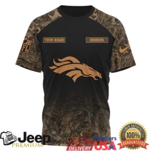Denver Broncos Hunting Season Custom Name Camo 3D Performance Tee