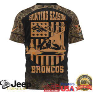 Denver Broncos Hunting Season Custom Name Camo 3D Performance Tee