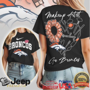 Denver Broncos Makeup Artist Sunflower Heart Women's Gameday T Shirt